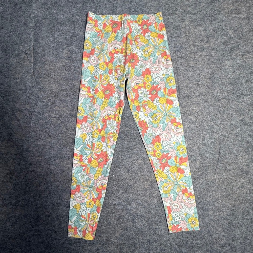 Haute Hippie Kids Girls Floral Leggings Multicolor Retro Boho Style Size L 10/12
